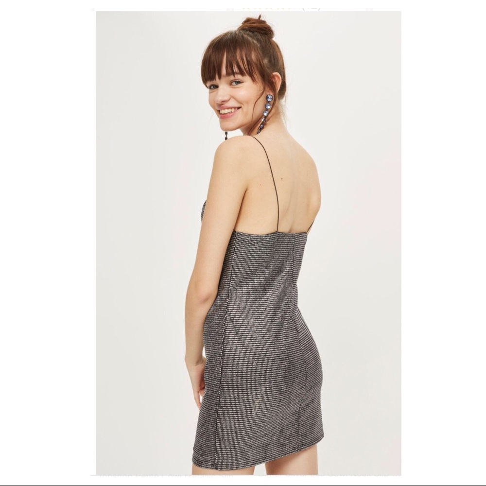 TOPSHOP COWL NECK GLITTER SLIP DRESS - Picture 4 of 6